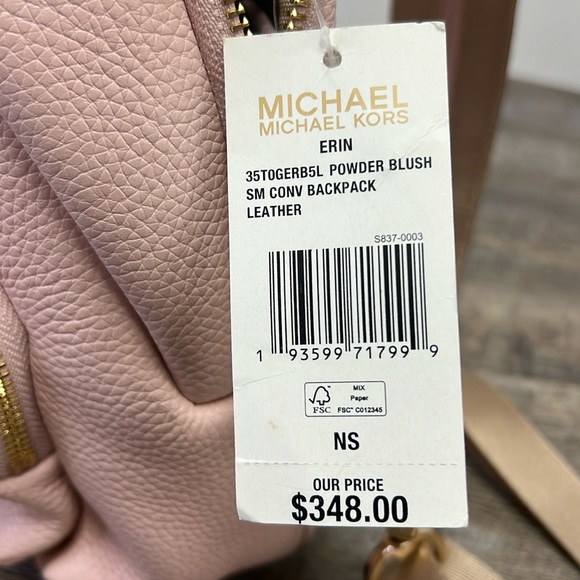 NWT Michael Kors ERIN Small Convertible Backpack -Powder Blush - Picture 12 of 12